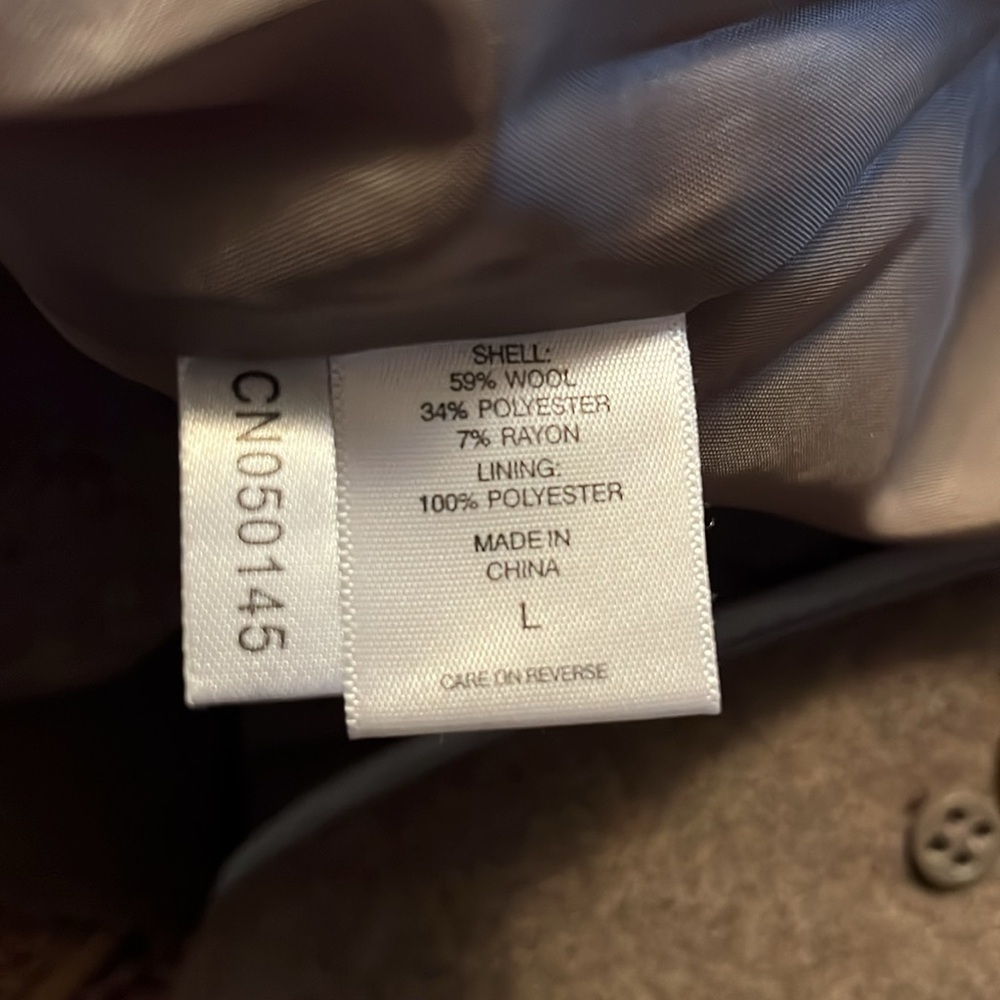 New York & Co. double breasted Wool Tan blend coat w/Military detail size Large - Picture 10 of 13